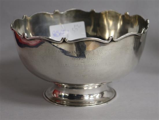 A Chinese Export white metal rose bowl by Wan Hing, 12 oz.